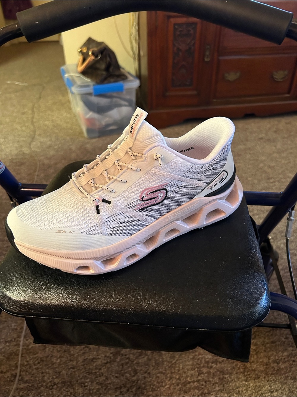 Skechers Women's White and Pink Athletic Slip-Ons, brand new.